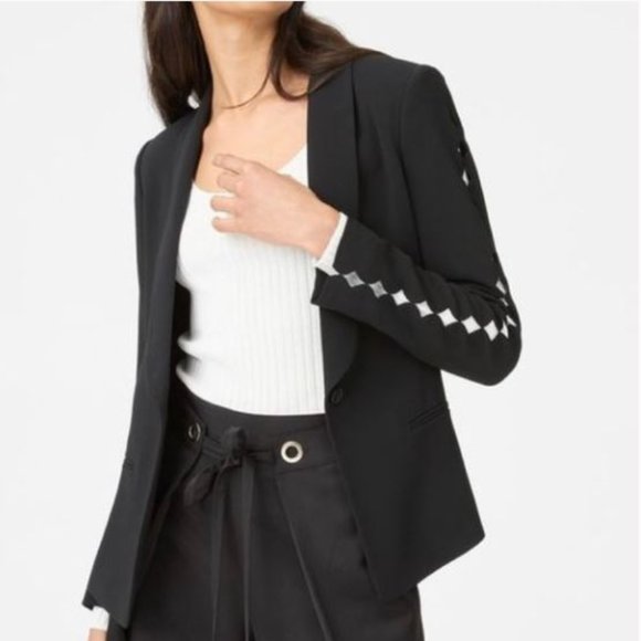 Club Monaco Jackets & Blazers - Club Monaco Radura Blazer in black size 8 Laser cut out sleeves Business Jacket